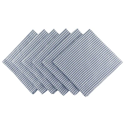 Image de DII Serviette de Table rayée en Coton Seersucker pour Brunch, Mariages, douches, fêtes et Utilisation Quotidienne, Bleu, Napkin Set