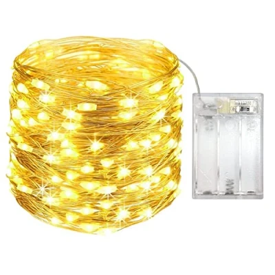 Image de OEMG Guirlande Lumineuse 12m 120 Led a Pile Mini Intérieur Girlande de Lumière Decoration pour Chambre Noël Mariage Soirée Maison Jardin Fairy Lights, Blanc Chaud