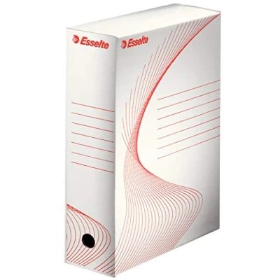 Image de Esselte Boîte à Archive Standard, 100 mm, A4, Transfert, Carton Ondulé Sans Acide, Lot de 5, Capacité 800 Feuilles, Blanc, 128200