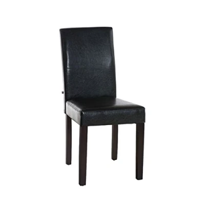 Image de CLP Chaise de Salle à Manger INA en Similicuir I Siège Rembourré avec Dossier Et Pieds Bois, Couleur:Marron, Couleur du Cadre:Brun foncé