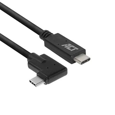 Image de ACT câble USB C à angle droit 2m, 90 degrés 3.0, PD 60W charge rapide, vitesse de données 5 Gbps AC740707