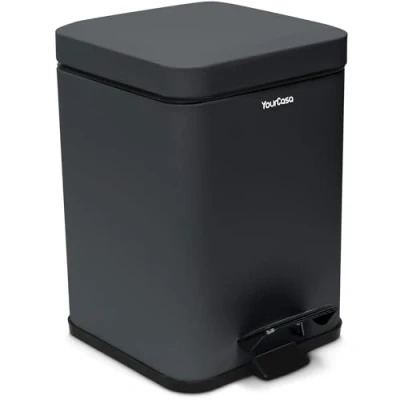 Image de YourCasa poubelle salle bain angulaire [5L] design élégant en acier inoxydable Mini Poubelles de avec couvercle toilette WC (Anthrazite)
