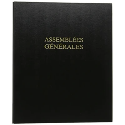 Image de Le Dauphin Réf. 931D Classeur juridique noir 4 anneaux ASSEMBLEE GENERALE dos 37 mm couverture plastique, intérieur papier livré avec recharge 100 feuillets numérotés Format A4