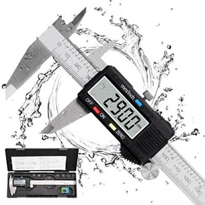 Image de Pied a Coulisse, Qfun à Coulisse Digital 150mm Acier Inoxydable Grand Écran LCD Précision Réglable 0.01mm, mm/inch conversion, Résiste aux Eclaboussures, Mesure de l&#039;industrie domestique