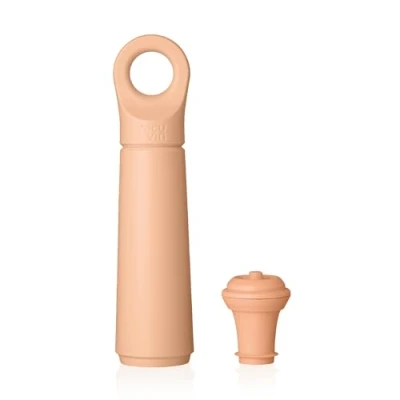 Image de Pompe à Vin Vide d&#039;aide Vacu Wine Saver Loop Conçue et Fabriquée Aux Pays Bas Le Bouchon Sous Conserve Votre Frais Jusqu&#039;à 10 jours Réutilisable 1 Pompe, Bouchon, Terra