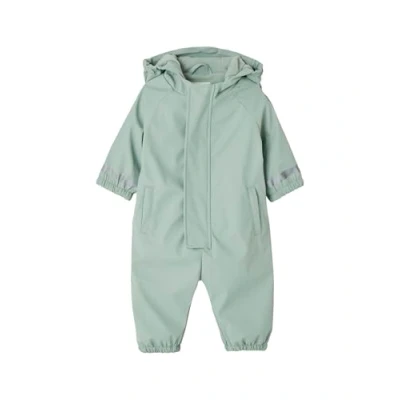 Image de VERTBAUDET Combinaison à Capuche Anti Pluie bébé doublée Maille Polaire Vert Sauge 6M(67CM)
