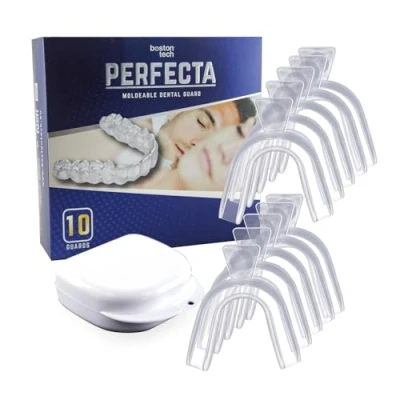 Image de PERFECTA 10 Gouttiere dentaire. gouttière dentaire de nuit modulables pour dormir contre le bruxisme, grincement des dents et les troubles l&#039;ATM, sans Bpa, goutiere dent étui inclus
