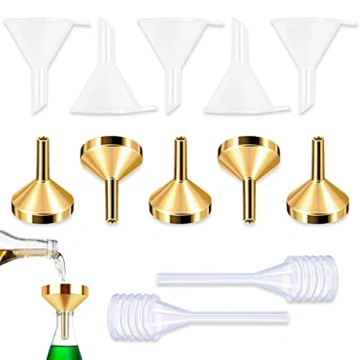 Image de Lot de 5 petits entonnoirs en métal,Lot mini plastique,Avec 2 pipette,Pour le remplissage et liquides pour échantillons parfum,Émulsion cosmétique