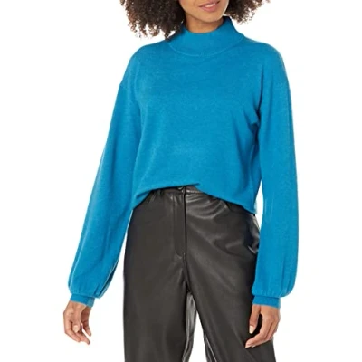 Image de The Drop Jaclyn Pull à col montant et découpe dans le dos pour Femme, Bleu océan, 4XL Grande taille