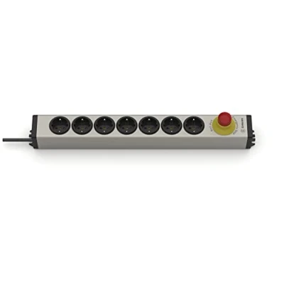 Image de Ehmann 0819x00072033 Bloc multiprise en aluminium 7 prises avec interrupteur d&#039;arrêt d&#039;urgence 16 A pour arrêt bipolaire des casseroles