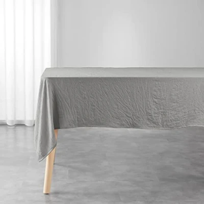 Image de douceur d&#039;intérieur, Nappe Rectangle (140 x 240 cm) Suzy Taupe, Microfibre Unie Lavée