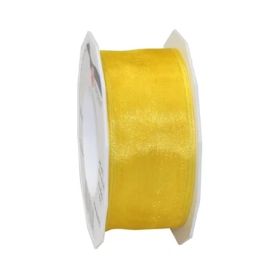 Image de PRÄSENT Ruban à Bords métalliques en Polyester Jaune Rouleau de 25 m x 40 mm