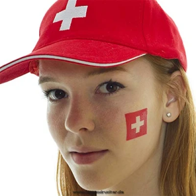 Image de 5 x Suisse Fan tatouages drapeau de la temporaires WM 2018 (5)
