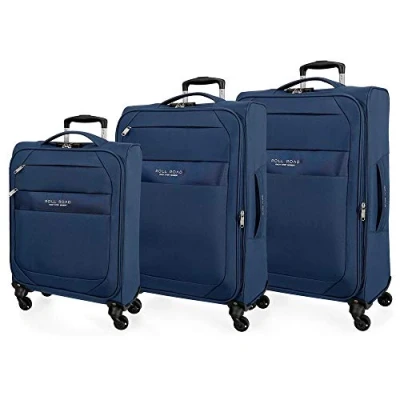 Image de Roll Road Royce Set de Bagages Bleu 55/66/76 cms Souple Polyester Serrure à combinaison 196L 4 roues Bagage main