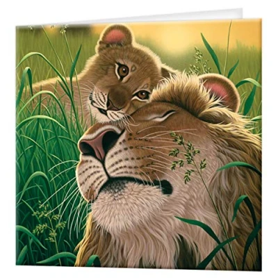 Image de Carte de voeux 3D LiveLife L&#039;amour d&#039;un père Deluxebase. lenticulaire Colorée lion pour toute occasion et âge, anniversaire. Oeuvre originale sous licence l&#039;artiste, Schim Schimmel