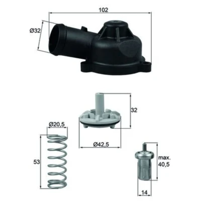 Image de MAHLE ORIGINAL TI 244 83D Thermostat d&#039;eau 83 avec joint d&#039;étanchéite VOLKSWAGEN: GOLF 5, 6, Polo V 3/5 portes, AUDI: A1 Sportback, A3 portes