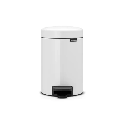 Image de Brabantia 112126 New Icon Poubelle à Pédale Acier Inoxydable Blanc 17 x 23,5 26,4 cm 3 L