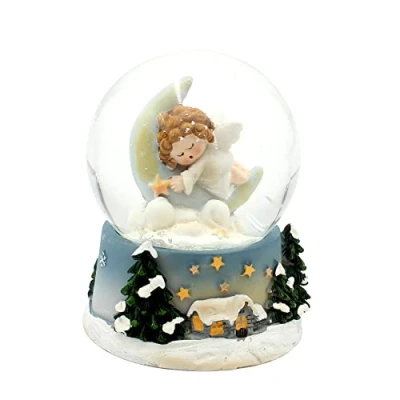 Image de Dekohelden24 W10033271 Boule à Neige avec Motif Ange endormi sur Les Nuages, Base décorée Soin, Dimensions L x H : 6, 5 9 cm, Ø