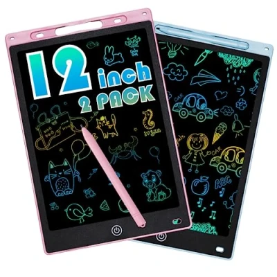 Image de 2 Pièces Tablette d&#039;écriture LCD de 12 Pouces Coloré, Effaçable et Réutilisables pour Filles 7 Ans Dessin Enfant Jouet Educatif Garçons Cadeaux d&#039;anniversaire Noël