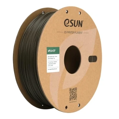 Image de eSUN Filament PLA 1.75mm, ePLA CF Chargé en Fibre de Carbone Précision Dimensionnelle +/ 0.03mm, Bobine 1KG (2.2 LBS) pour 3D FDM Imprimantes,Marron