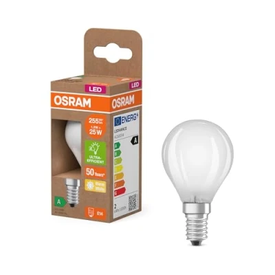 Image de OSRAM en forme de mini bouclassique, avec filament LED décoratif, classe d&#039;efficacité énergétique A, E14, 1,2 W, 255 lm, 2700 K, blanc chaud. Sans échauffement, 100% d&#039;éclairage immédiat.