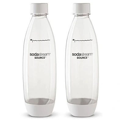 Image de sodastream Lot de 2 bouteilles gazéification 1 l Compatibles avec les fabricants luxe Source/Genesis (Blanc)