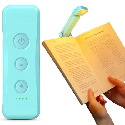 Image de Glocusent Lampe de Lecture Rechargeable, 3 Modes Couleur &amp; 5 Luminosités Livre, Portable Longue Durée pour Lire au Lit, Cadeau les Liseuse (Bleu)