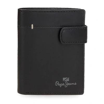 Image de Pepe Jeans Staple Portefeuille Vertical avec Fermeture à clic Noir 8,5 x 10,5 1 cm Cuir, Noir, Talla única,