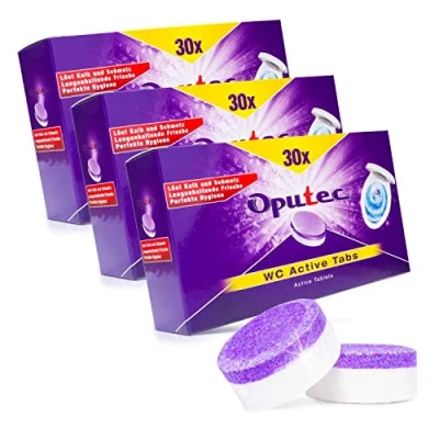 Image de 90x Oputec WC Active Tabs : Pour le nettoyage des WC, toilettes et urinoirs Anticalcaire Fraîcheur