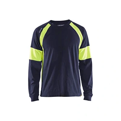 Image de Blaklader 35201030 T SHIRT À MANCHES LONGUES, Bleu marine/jaune, taille S