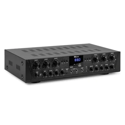 Image de Power Dynamics PV260BT Amplificateur Audio Bluetooth 6 Zones 12x 50W, Lecteur MP3, USB/SD, Radio FM, Entrées RCA, AUX, Télécommande Idéal pour une Installation Professionnelle