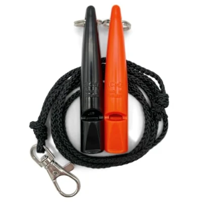Image de ACME sifflet pour chien n 211,5 avec bande de En lot 2 sifflets bandes Idéal le rappel Fort et longue portée (noir + orange DG )