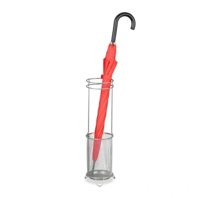 Image de Relaxdays Porte Parapluie, H x D : env. 52,5 16 cm, métal, Rangement Rond pour ombrelles, Design Moderne, argenté