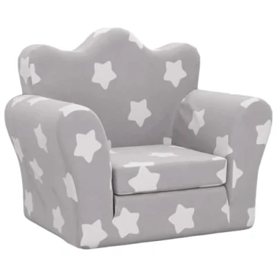 Image de vidaXL Canapé lit pour Enfants Gris Clair avec étoiles Peluche Douce