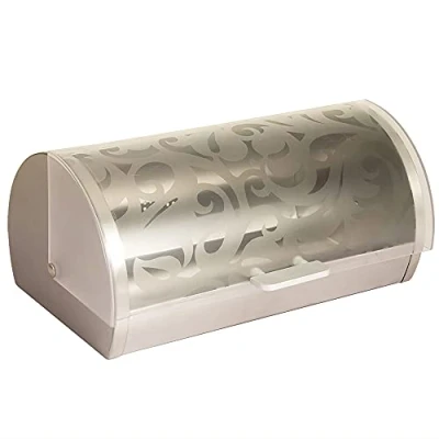 Image de Maestro MR 1671S, Boîte à Pain, Couvercle Coulissant, Récipient de Rangement pour Garder Le Pain et Les Petits Pains Frais Plus Longtemps, Design Élégant, Acier Inoxydable, Acrylique, Bread Box