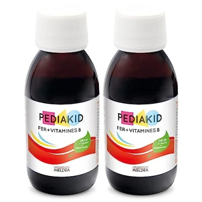 Image de Pediakid Complément Alimentaire Naturel Fer + Vitamines B Formule Exclusive au Sirop d&#039;Agave Optimise les Apports en Contribue à Réduire la Fatigue Lot de 2 Flacons 125ml