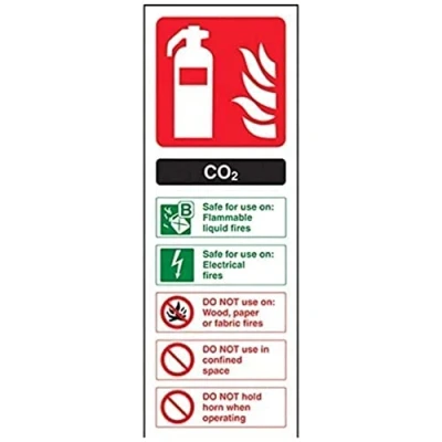 Image de vsafety 11004 aj s Panneau extincteur, carte d&#039;identité de CO2, autocollant, Portrait, 100 mm x 280 mm, noir/vert/rouge