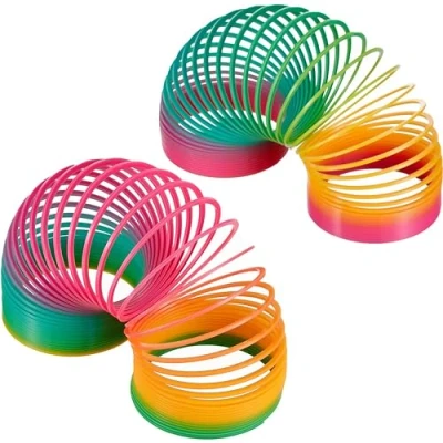 Image de Out of the blue Lot de 2 spirales arc En ciel géantes XXL Jouet sauteur d&#039;escalier Diamètre : 10 cm plastique Parfait pour les filles et garçons Idéal comme petit cadeau