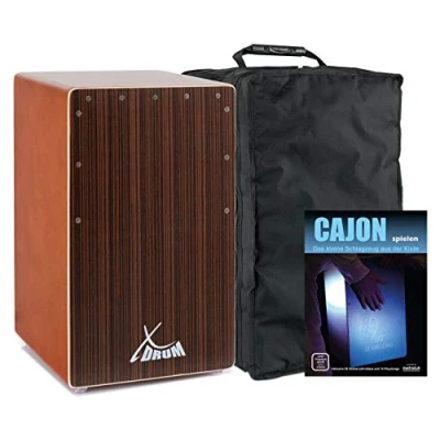 Image de XDrum cajon El Bajo porte basse cocoa brown/ébène set méthode d&#039;apprentissage &amp; housse comprises