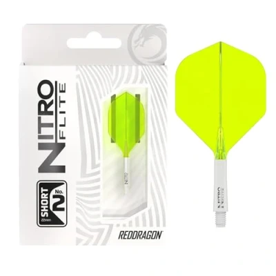Image de RED DRAGON Darts Nitro Flite Système intégré de vol et d’Arbre No.2 Forme Design Blanc &amp; Jaune Couleur, Court Longueur