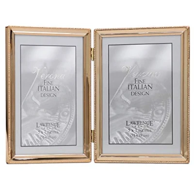 Image de Lawrence Frames Cadre photo double en métal doré 12,7 x 17,8 cm