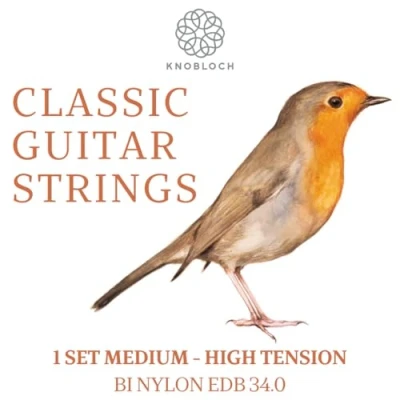 Image de KNOBLOCH Strings EDB34.0 Erithacus cordes de guitare espagnole double argent Tension moyenne haute 34.0 Son naturel et rond Bio Nylon Jeu pour flamenco classique