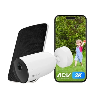 Image de EZVIZ CB3 KIT 1080P Caméra Surveillance WiFi Extérieure sans Fil avec Panneau Solaire D, Batteries Rechargeable 5200mAh, Détection de Personne, Vision Nocturne en Couleur, Audio Bidirectionnel, IP66