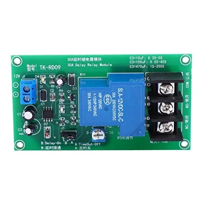 Image de Module de Relais Temporisé DC12V(10V 15V Peuvent être utilisés) 30A 1W/ 0,1 5sec, Minuterie Temporisation à Cycle Infini Marche Arrêt, AC250V/30A ou