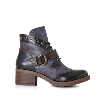 Image de Joe Browns Femme Eyelet Detail Chunky Ankle Boots Bottine, Bleu/Multicolore, 38 EU