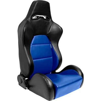 Image de AUTO STYLE Siège baquet &#039;Eco&#039; Noir/Simili Cuir Bleu Dossier régable (à droite) incl. glissières
