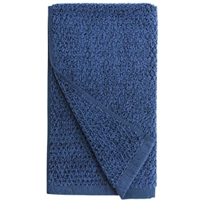 Image de Everplush 7100103554P Lot de 4 Diamant Jacquard Serviette Bain en Lin, à la Main, Bleu Marine, Hand