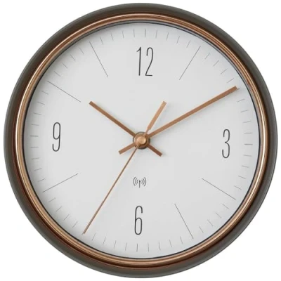 Image de TFA Dostmann Design 60.3547.10 Horloge Murale Radio pilotée avec Aiguilles cuivrées et Cadre en métal Gris 223 x 70 mm