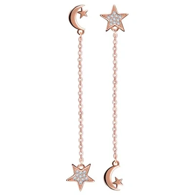 Image de Unendlich U Boucle d&#039;oreille femme fille en argent 925 la lune et l&#039;étoile orné zircon Pendantes brillant