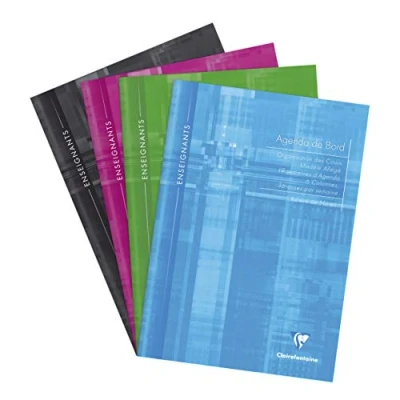 Image de Clairefontaine 3069C Un Agenda de Bord Agrafé 6 Colonnes (36 cases/semaine) A4 21x29,7 cm 72 Pages (19 semaines) Papier Blanc 90 g Couverture Carte Pelliculée Couleur Aléatoire